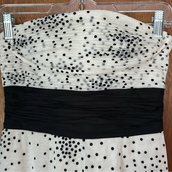 BCBGMAXAZRIA Black and White Polka Dot Strapless Tulle Dress - Picture 5 of 9